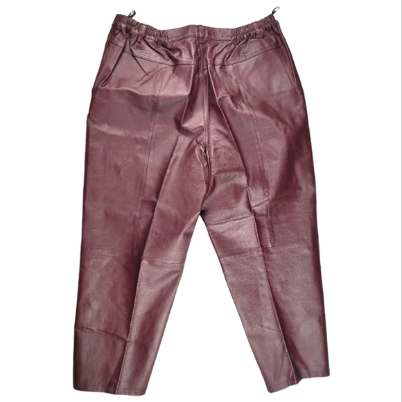 **PLUS SIZE LEATHER** Vintage Via Accenti Women's Straight Leg Leather Pants - Picture 2 of 9